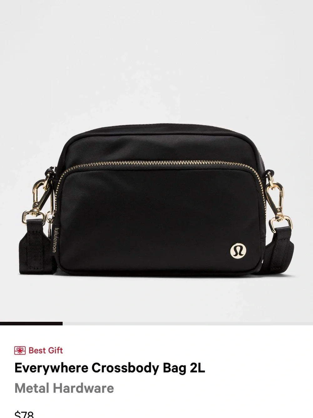 lululemon athletica Black Crossbody Bag with Gold Hardware - brand new not used!